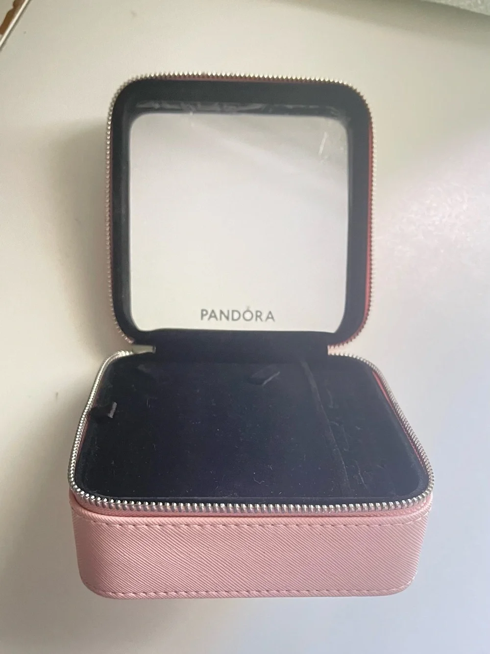 NWOT Pandora Pink Small Square Zipper Jewelry Box-Travel Storage Case